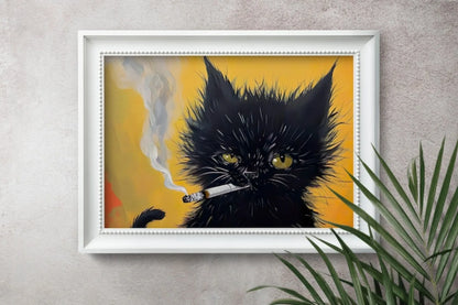 Urban Smoke Cat – Modernes Katzenportrait im Hangoverstyle