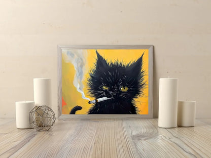Urban Smoke Cat – Modernes Katzenportrait im Hangoverstyle