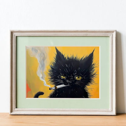 Urban Smoke Cat – Modernes Katzenportrait im Hangoverstyle